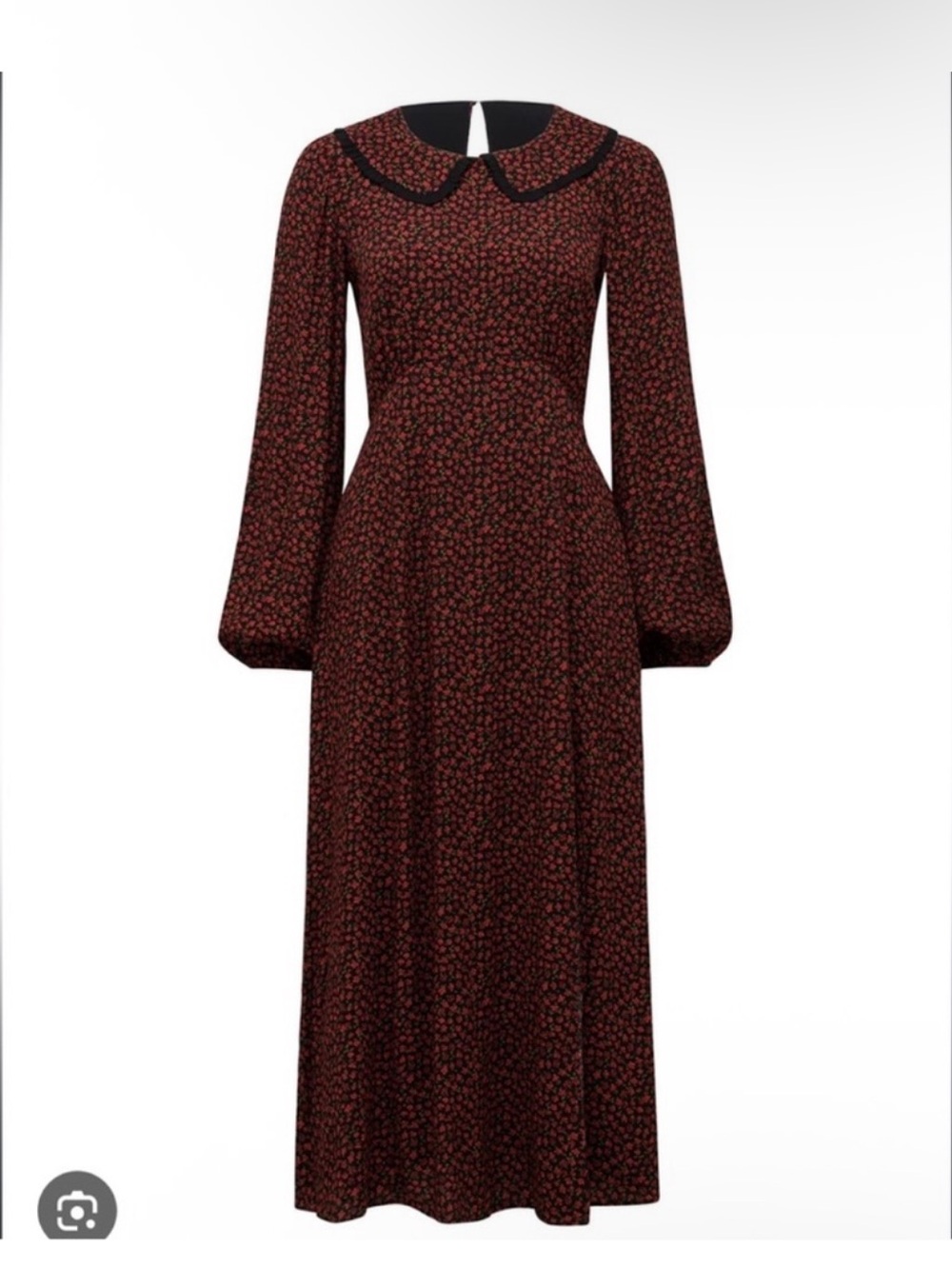 Ever New Burgundy Floral Maxi Dress with Black Peter Pan Collar
